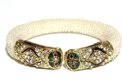Bindhani Gold Plated Alloy Cubic Zirconia 10K White Gold Plated Kada Bindhani Gold Plated Alloy Cubic Zirconia 10K White Gold Plated Kada