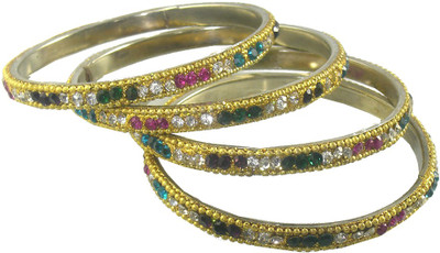69% OFF on Abqa Hydrabadi Bangle Womens Delight Lac Zircon Bangle Pack of 4