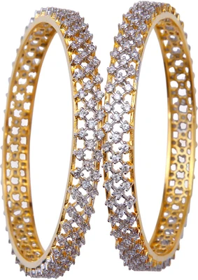 10% OFF on Swarnaratnam Princess Delight Silver Rhodium Plated Bangle Set Pack of 2