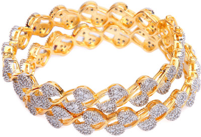 13% OFF on Swarnaratnam Princess Delight Silver Rhodium Plated Bangle Set Pack of 2