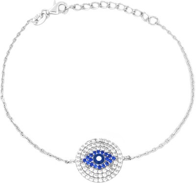 30% OFF on Gemtogems Blue Eye Sterling Silver Sapphire, Cubic Zirconia Rhodium Plated Bracelet