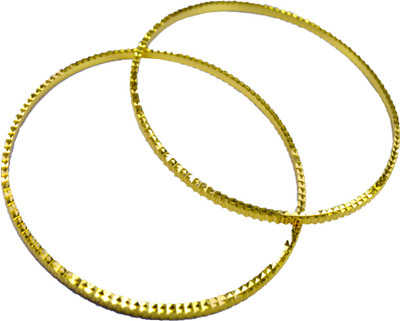 54% OFF on Pearl Paradise Golden Finish With Simple Look Alloy Crystal Yellow Gold Plated Bangle Set Pack of 2