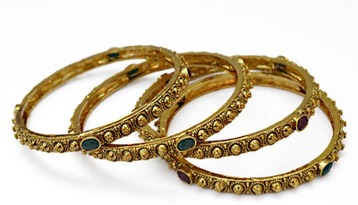 25% OFF on Jewelfin Elegant Alloy Rhodium Plated Bangle Set Pack of 4