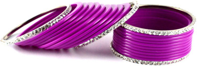 16% OFF on Vidhya Kangan Purple Brass Crystal Rhodium Plated Bangle Set Pack of 22