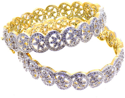 45% OFF on Aabhushan Jewels Alloy Cubic Zirconia Rhodium Plated Bangle Set Pack of 2