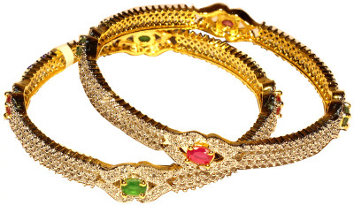 56% OFF on Affinity Alloy Cubic Zirconia 18K Yellow Gold Plated Bangle Set Pack of 2 56% OFF on Affinity Alloy Cubic Zirconia 18K Yellow Gold Plated Bangle Set Pack of 2