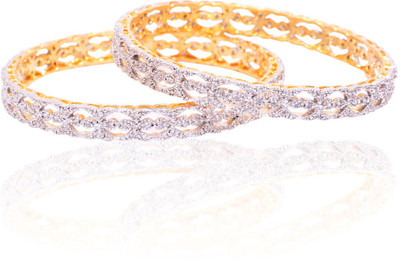 44% OFF on Rubera Faceted Alloy Cubic Zirconia Bangle Set Pack of 2