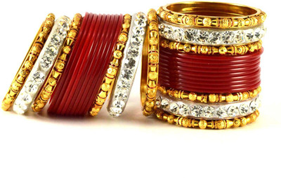 9% OFF on Vidhya Kangan Red Brass Crystal Rhodium Plated Bangle Set Pack of 30