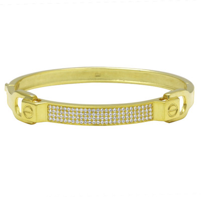 30% OFF on Gemtogems Sizzling Yellow Sterling Silver Cubic Zirconia Yellow Gold Plated Bangle