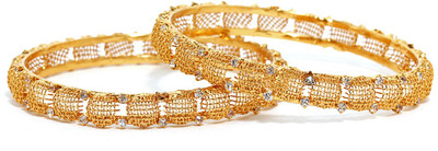 Bindhani Antique Alloy Cubic Zirconia 22K White Gold Plated Bangle Set Pack of 2 Bindhani Antique Alloy Cubic Zirconia 22K White Gold Plated Bangle Set Pack of 2