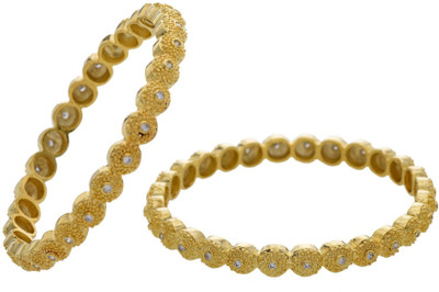 80% OFF on Prisha Elegant Golden Alloy 18K Yellow Gold Plated Bangle Set Pack of 2