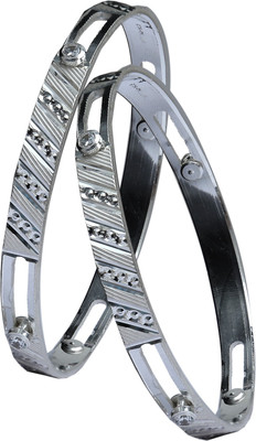 Aman Stunning Casual Wear Sterling Silver Bangle Set Pack of 2