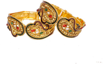 86% OFF on Belenteno Gold color plated Alloy Bangle Set Pack of 2