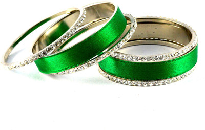 19% OFF on Vidhya Kangan Green Brass Crystal Rhodium Plated Bangle Set Pack of 6