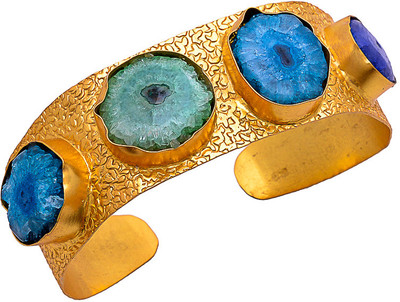 55% OFF on Sagun Brass Agate Rhodium Plated Cuff