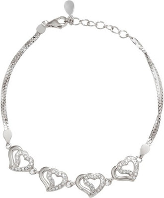 30% OFF on GemLN India Quattro Heart Sterling Silver Rhodium Plating Bracelet