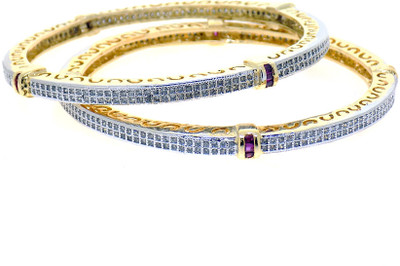 45% OFF on Aabhushan Jewels Alloy Cubic Zirconia Rhodium Plated Bangle Set Pack of 2