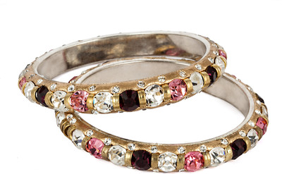 Bindhani Bridal Alloy Cubic Zirconia 10K White Gold Plated Bangle Set Pack of 2 Bindhani Bridal Alloy Cubic Zirconia 10K White Gold Plated Bangle Set Pack of 2