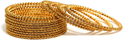 20% OFF on Bindhani Style Diva Brass Yellow Gold Plated Bangle Set Pack of 12