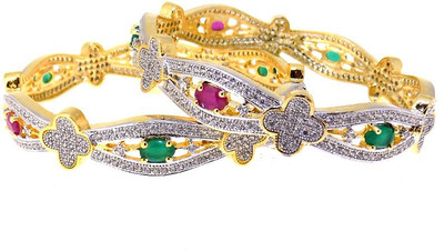 39% OFF on Aabhushan Jewels Fashion Alloy Cubic Zirconia Bangle Set Pack of 2