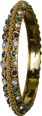71% OFF on Pearl Paradise Ethnic design- Multigemstones Single Alloy Crystal Yellow Gold Plated Bangle