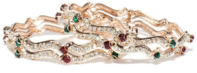 Bindhani Style Diva Alloy Cubic Zirconia 10K White Gold Plated Bangle Set Pack of 4