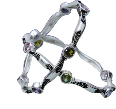 Aman New Casual Wear Sterling Silver Bangle Set Pack of 2