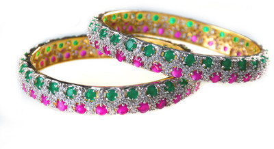 49% OFF on Rein Lifestyles Mumtaz Brass 8K Yellow Gold Plated Bangle Set Pack of 2