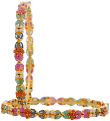 20% OFF on Krishna Pearls & Jewellers Bangles Alloy 22K Yellow Gold Plated Bangle Set Pack of 2