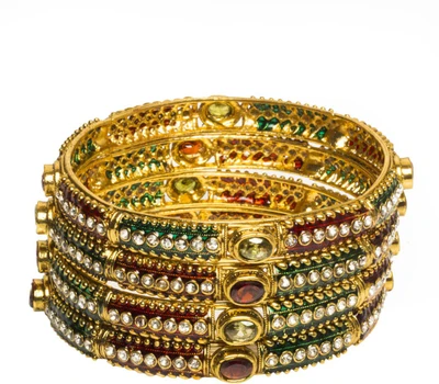 33% OFF on Joyas Stylish Look Brass Bangle Set Pack of 4
