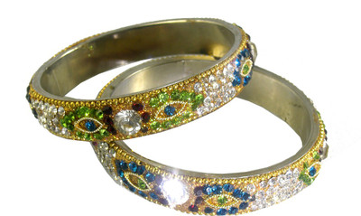 52% OFF on Abqa Hydrabadi Bangle Womens Delight Lac Zircon Bangle Set Pack of 2