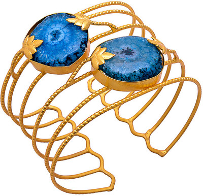 60% OFF on Sagun Brass Agate Rhodium Plated Cuff