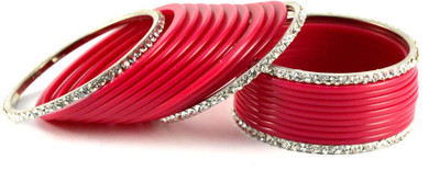 14% OFF on Vidhya Kangan Red Brass Crystal Rhodium Plated Bangle Set Pack of 22