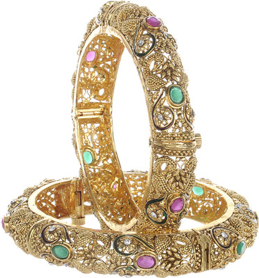 40% OFF on Treasure Trove Designer Silver, Alloy Bangle Set Pack of 2