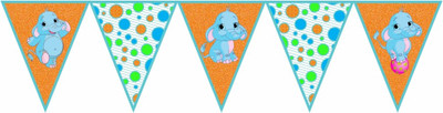 Untumble Buntings - Elephant Theme Birthday Pennant Banner Untumble Buntings - Elephant Theme Birthday Pennant Banner