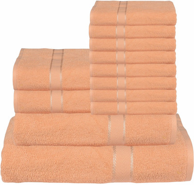 RR Textile House Cotton Bath, Hand & Face Towel Set 8 Face Towel, 2 Hand Towel, 1 Ladies Towel, 1 Bath Towel, Beige