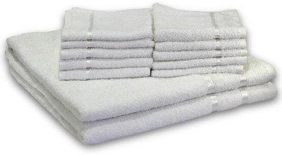 Story@Home Cotton Bath & Face Towel Set 2 Bath Towel And 10 Face Towel, White