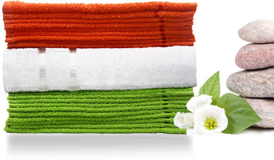 Story@home Cotton Bath & Face Towel Set 10 Pc Face Towel + 1 Pc Bath Towel + 10 Pc Face Towel, Orange