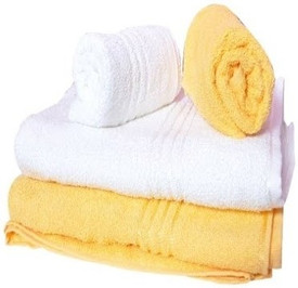 Trident Everyday Cotton Bath Towel Set (2 Bath Towel, 2 Hand Towels, Yellow, White)
