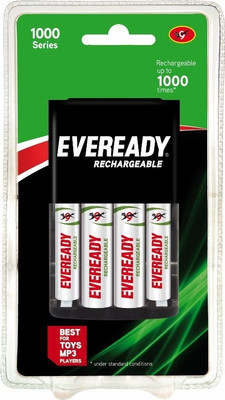 Eveready 1000 Series AA+AAA NiMH Combo (with 4 Rechargeable batteries ) Charger: Battery Charger Buy Eveready 1000 Series AA+AAA NiMH Combo (with 4 Rechargeable batteries ) Charger: Battery Charger