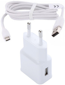 Ample Wings EU Plug Wall Adapter + MicroUSB Cable For Samsung Sony HTC Nokia Micromaxx Lava Note2 Desire Battery Charger (White)