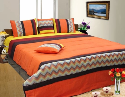 32% OFF on Dekor World Ikat Embroidered Quilt Set Cotton Bedding Set