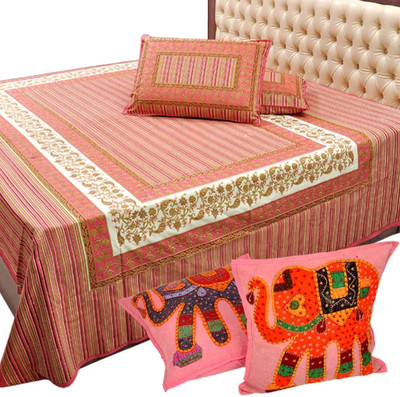 26% OFF on JaipurRaga Bedsheet Cotton Bedding Set