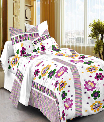 58% OFF on Trendy Home Cotton Floral Double Bedsheet 1 Double Bedsheet with 2 Pillow Covers, Pink, White