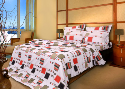 25% OFF on Mark Home Cotton Printed Double Bedsheet Red