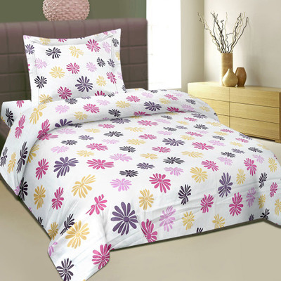 50% OFF on Cortina Cotton Floral Single Bedsheet 1 Sigle Bed sheet, 1 Pillow Cover, Multicolour