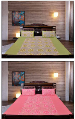 46% OFF on Decor Vatika Polycotton Floral Double Bedsheet 2 Double Bed Sheet, 4 Pillow Covers, Multicolor