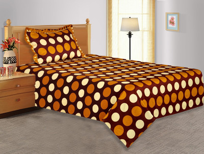 20% OFF on Salona Bichona Satin Geometric Single Bedsheet 1 Single Bedsheet, 1 Pillow Cover, Brown