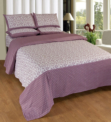 54% OFF on Hargunz Cotton Trellis Double Bedsheet 1 Bedsheet, 2 Pillow Covers, Purple