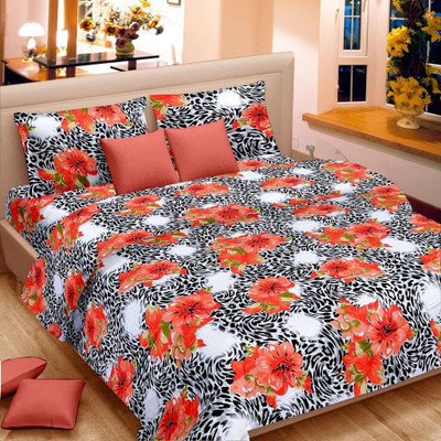 59% OFF on Vorhang Satin Floral Double Bedsheet 1 Bedsheet, 2 Pillow Covers, Multicolor